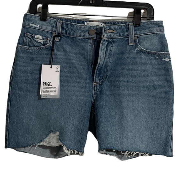 PAIGE Pants - Paige Sarah Longline Raw Hem Jean Shorts